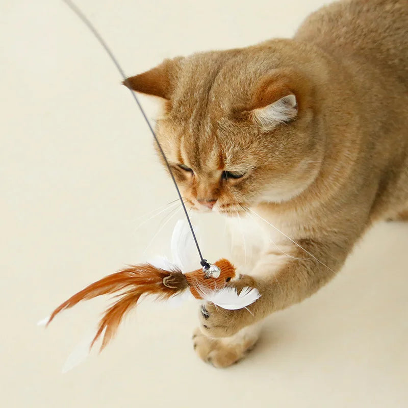 Interactive Feather Cat Wand: Hands-Free Fun for Cats
